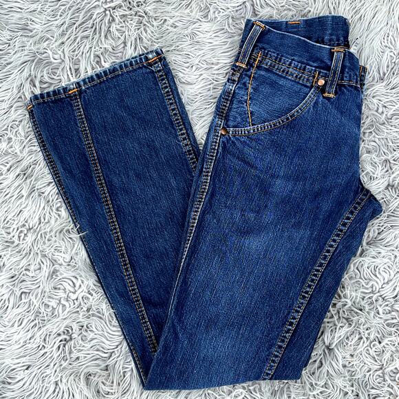 VTG Y2K True Religion Button Fly Flared Low Rise Denim Jeans Leather Patch 27 - Picture 5 of 14